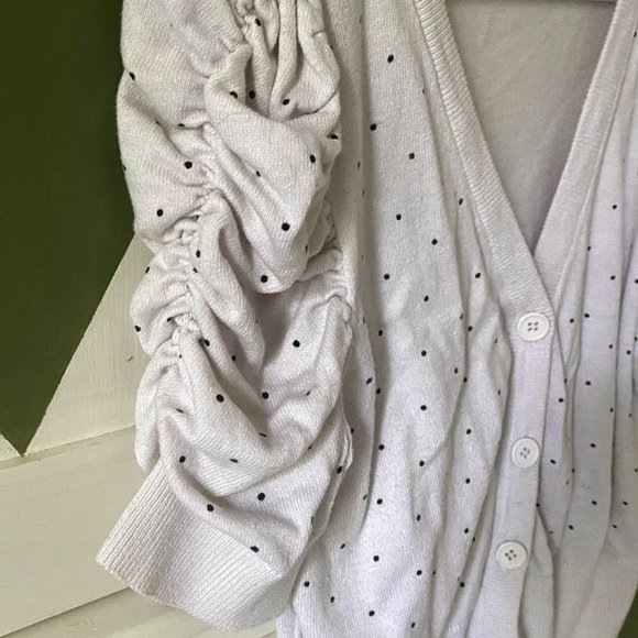 Worthington Black & White Polka-dot Ruched Cardigan - Picture 3 of 8